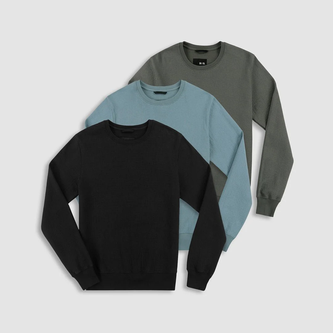 RO3 Dual Layer Crew Neck Sweatshirt Black - Image 5