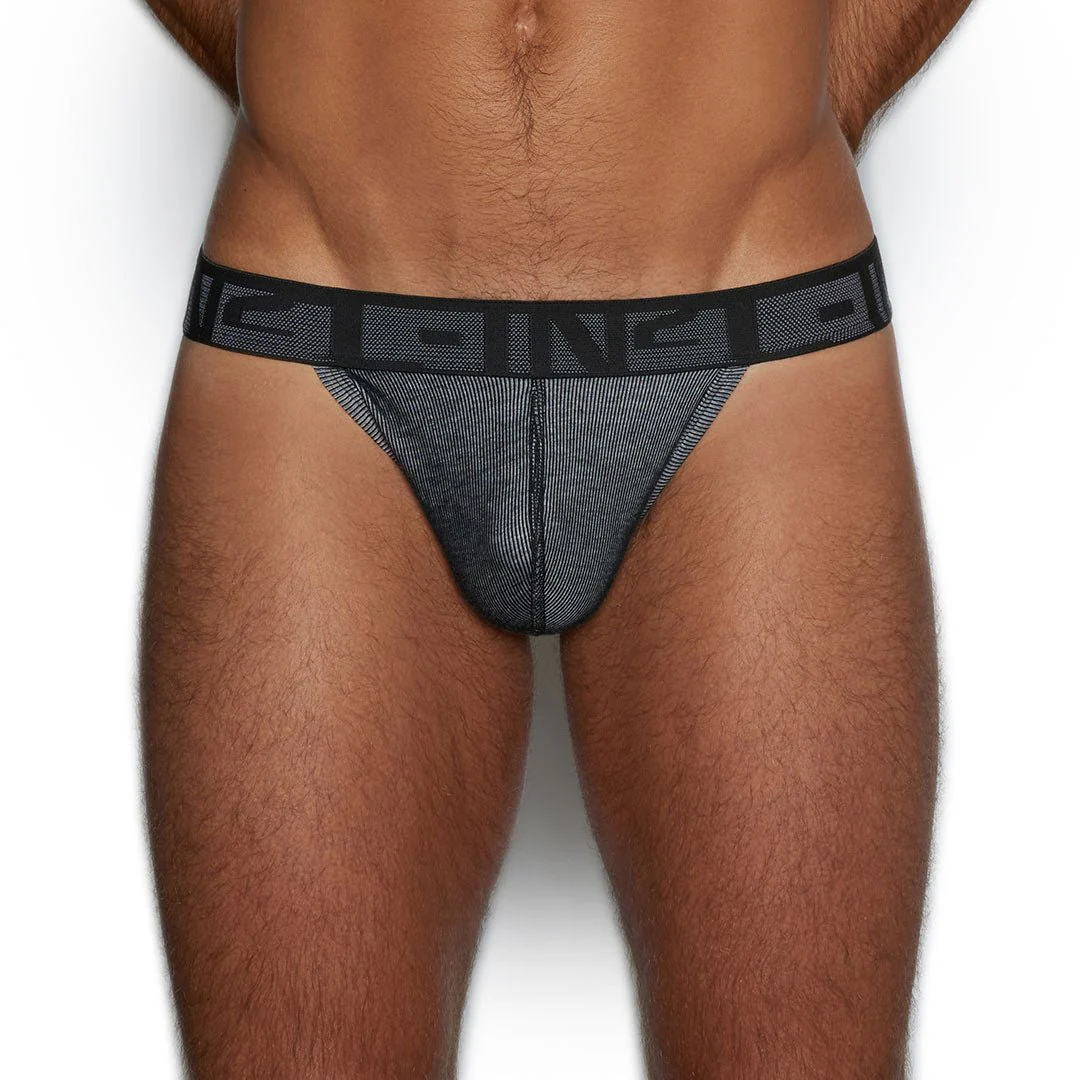Undertone Thong Newsprint Black